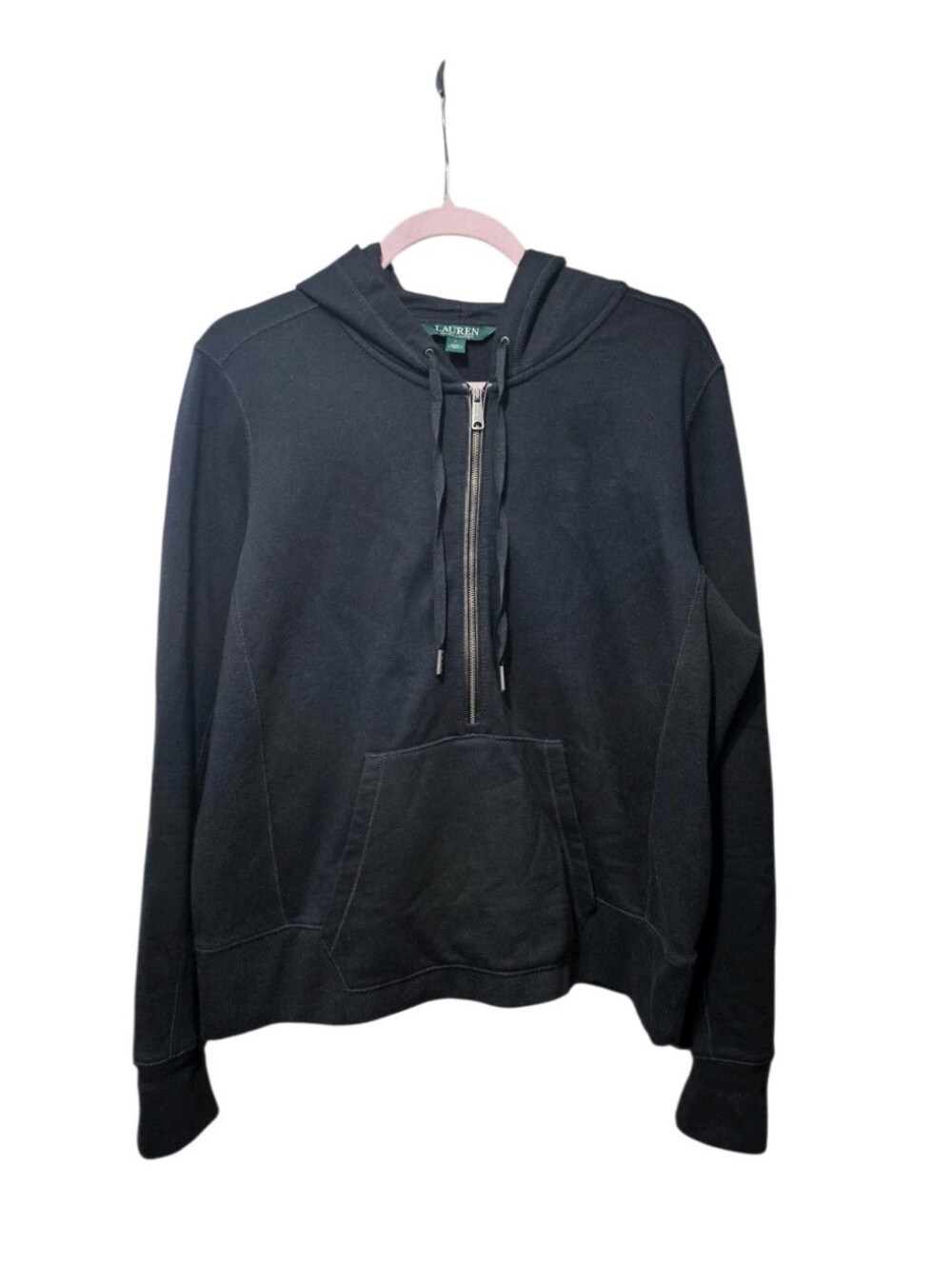 Lauren Ralph Lauren Black Full Zip Hoodie Sweatshirt Size L